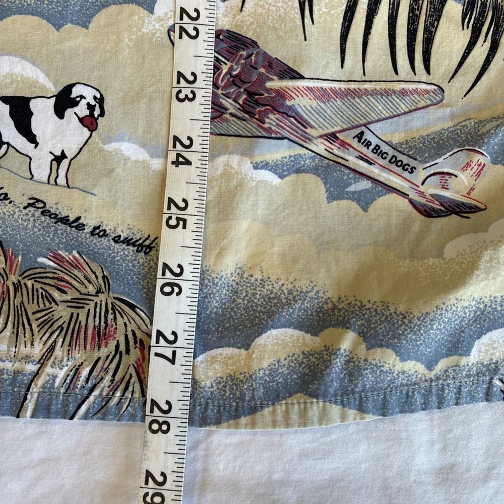 Big Dogs Shirt Mens Large Hawaiian Aloha Novelty Dog Plane Print Short Sleeve - Picture 6 of 9